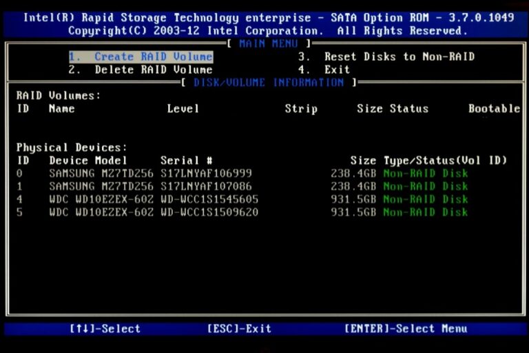Intel Rapid Storage Technology RAID BIOS Einstellungen So geht’s